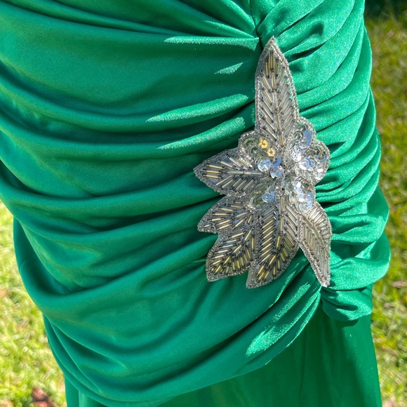 David Rose vintage green wrap-look zip closure long sleeve midi dress Size 8. - Picture 8 of 12